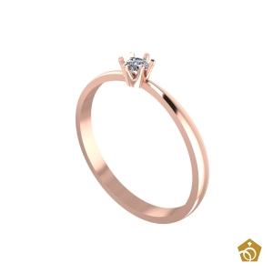 Anel de Ouro Rosa 18k - Solitário - Aro Leve