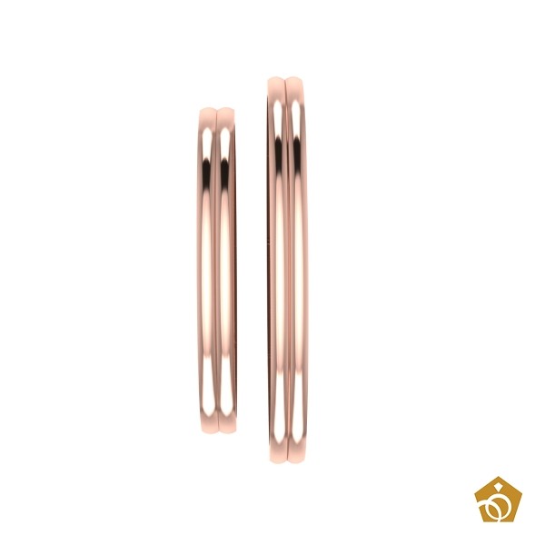 Par de Aliança Artística de Ouro Rosa 18k - Aro duplo