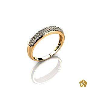 Anel Aparador de Ouro Amarelo 18k - Com gemas