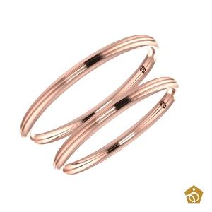 Par de Aliança Artística de Ouro Rosa 18K - Frisos em ciclo transversal