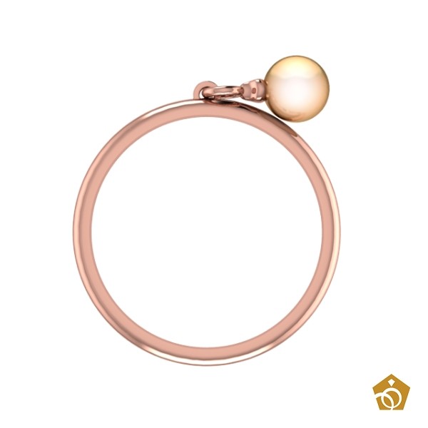 Anel de ouro rosa 18k com pérola em pendular