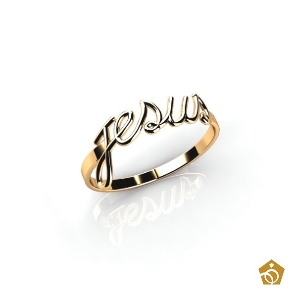 Anel Jesus Ouro Amarelo 18k 